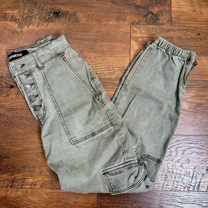 Express High Rise Ankle Stretch Olive Green Cargo Pants Size 00R